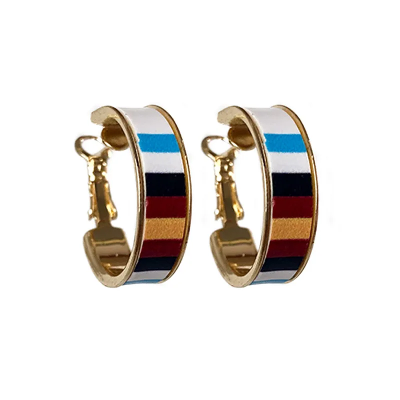 

Western Color Leather Earrings Geometric Texture Striped Earrings Retro European American Holiday Style Earrings Hoop Jewelry, As shown