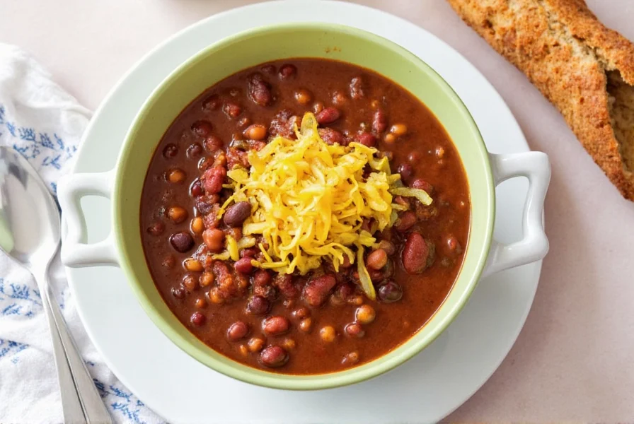 Slow cooker chili with three types of beans