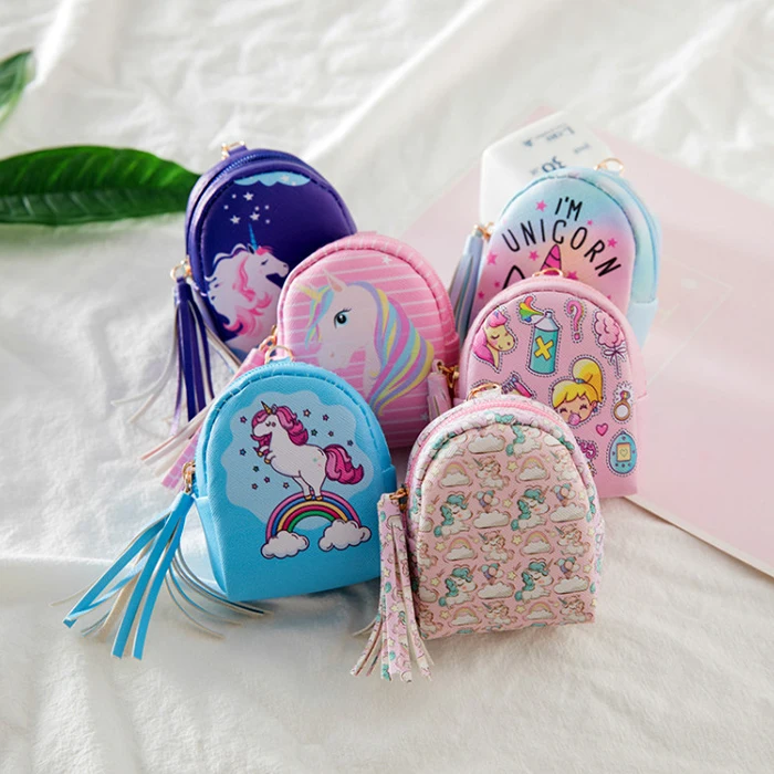

Cartoon Animal Unicorn Cute Girls Backpack Mini Coin Purse Kids Zipper Wallet Keys Card Holder Money Bags