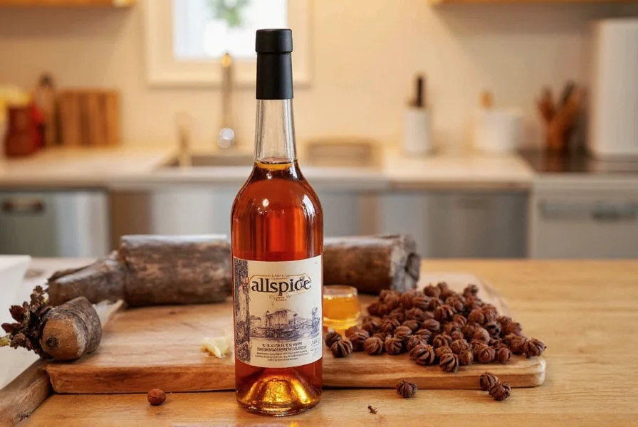 Mixologist pouring allspice dram into a cocktail shaker with tropical ingredients
