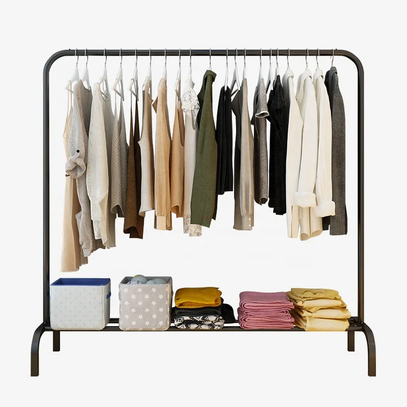 

Clothing Garment Rack, Clothes Stand Rack with Top Rod and Lower Storage Shelf for Boxes, Shoes, Boots, Customized