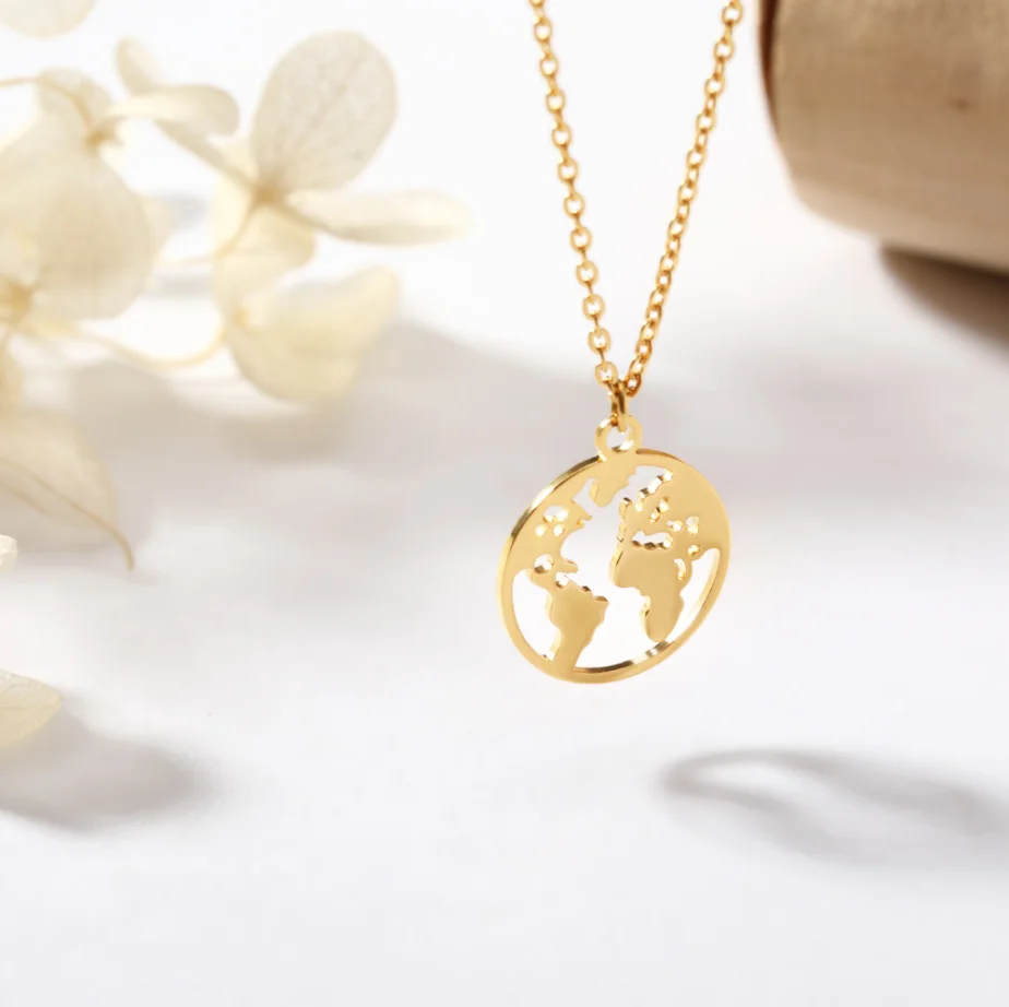

High Quality World Map Alloy Fashion Pendant Necklace
