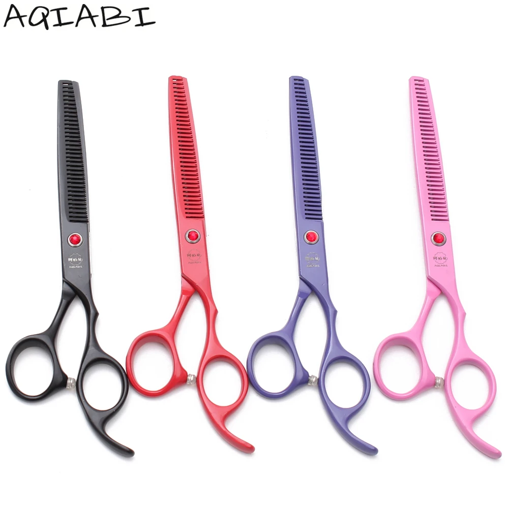 

Pet Scissors 6.5" AQIABI JP Stainless Dog Grooming Scissors Thinning Scissors Red A4103, Red handle