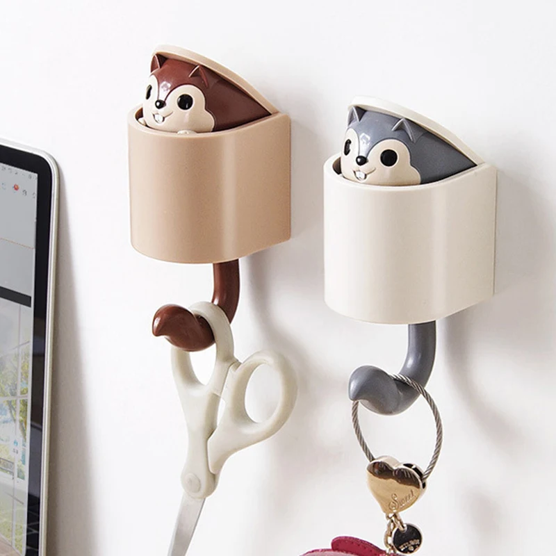 

Squirrel Hook Umbrella Key Hangers Adhesive Wall Hook Home Decoration for Coat Hat Cellphone Decor Wall Door Organization