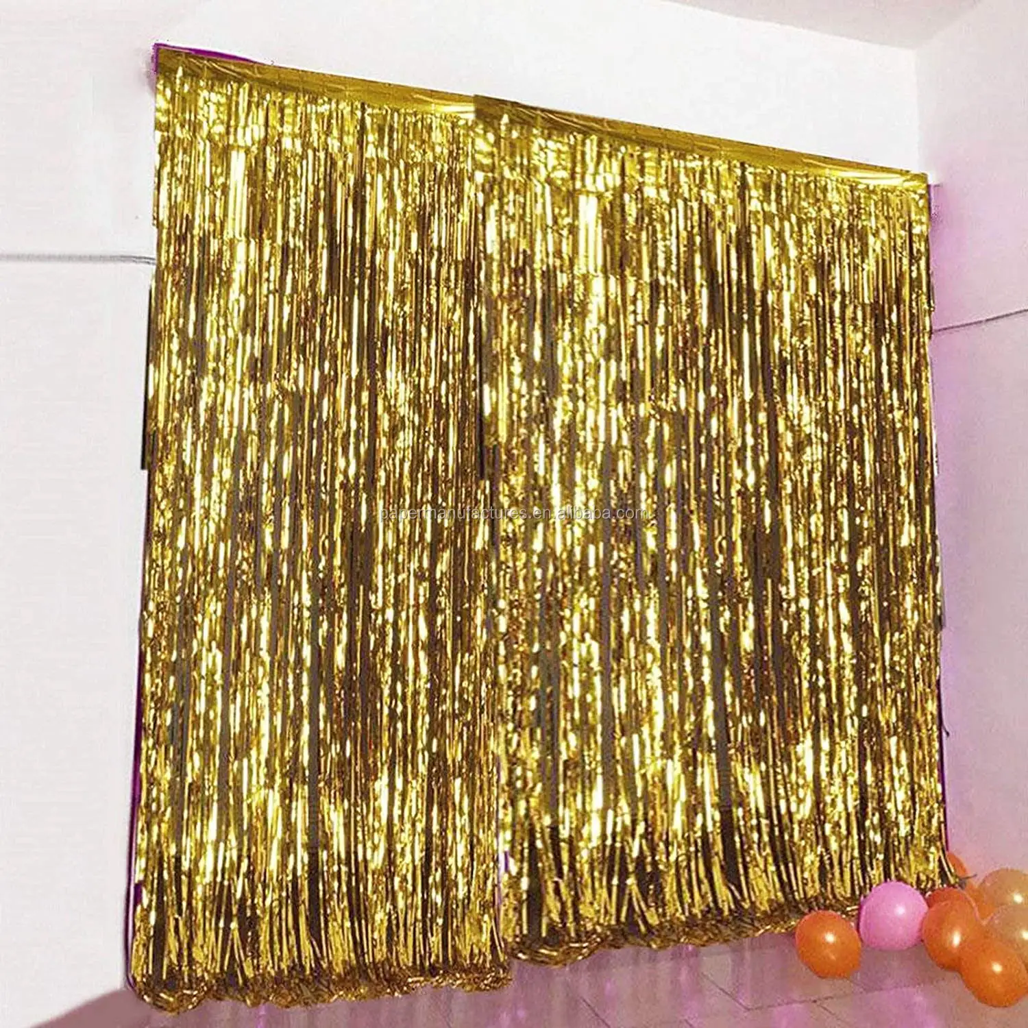 2 Pcs Gold Metallic Tinsel Foil Fringe Curtains,Gold Foil Fringe Door ...