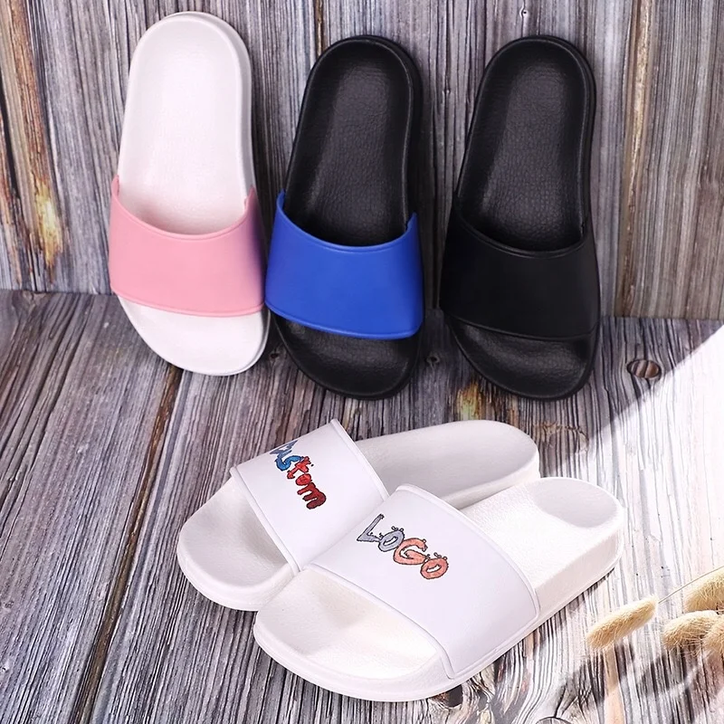 

plastic outdoor soft custom logo children slippers, PVC summer beach pink blank children and kids logo slide sandal, Customized color