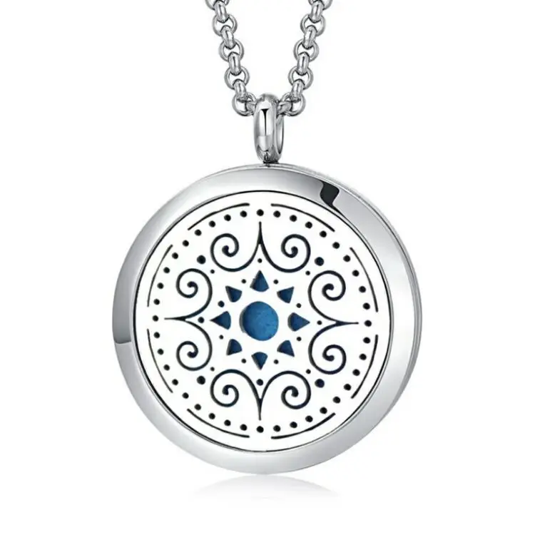 

Amazon Hot Sale Silver Jewelry 30mm Magnet Aromatherapy Essential Oil 316 Stainless Steel Perfume Diffuser Locket Necklace