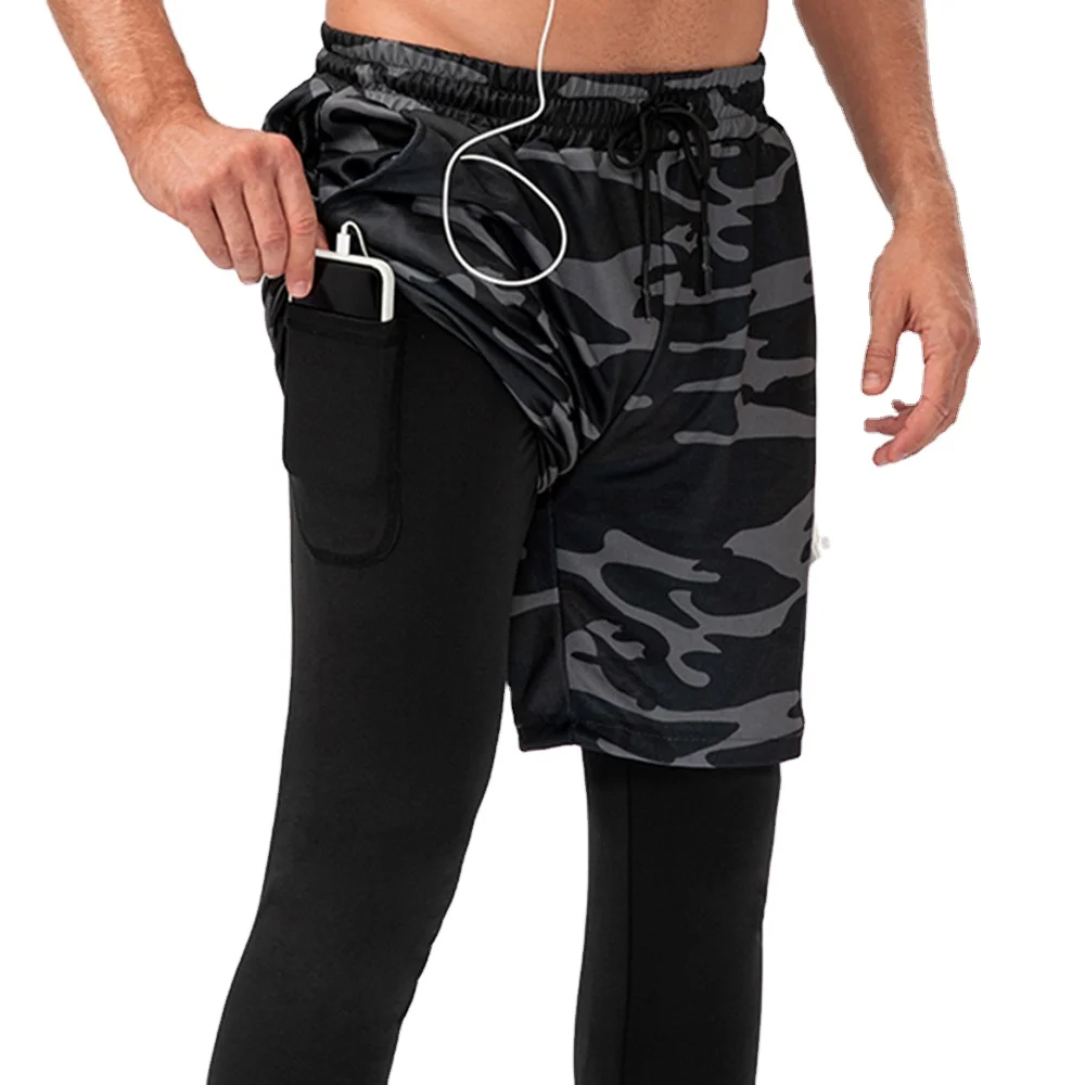 

New camouflage sports trousers two-piece double-layer multi-pocket casual men's fitness pants