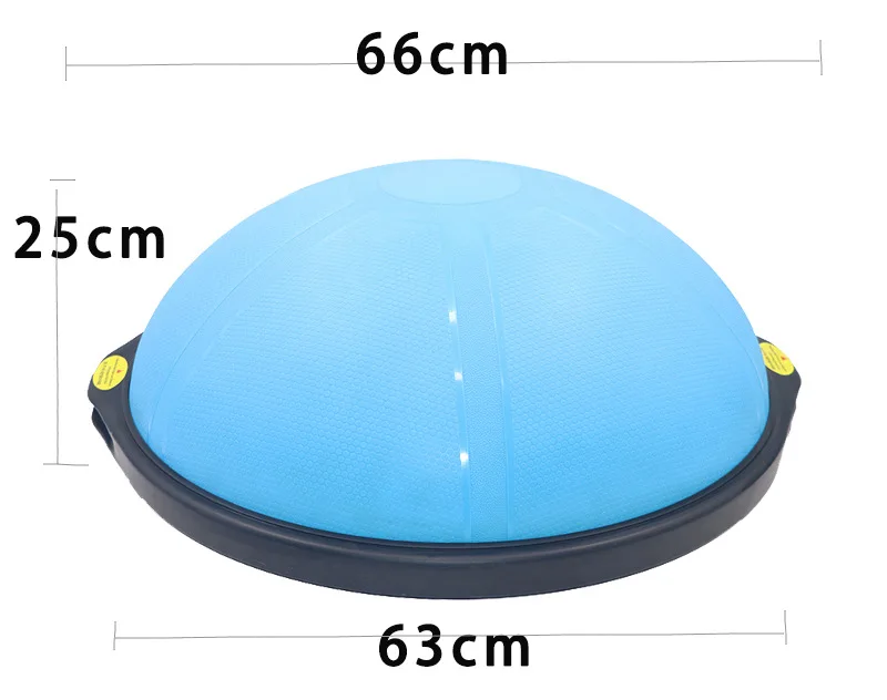 Custom Logo PVC Half Balance Yoga Ball for Pilates and Fitness Exercise Includes Foot Pump