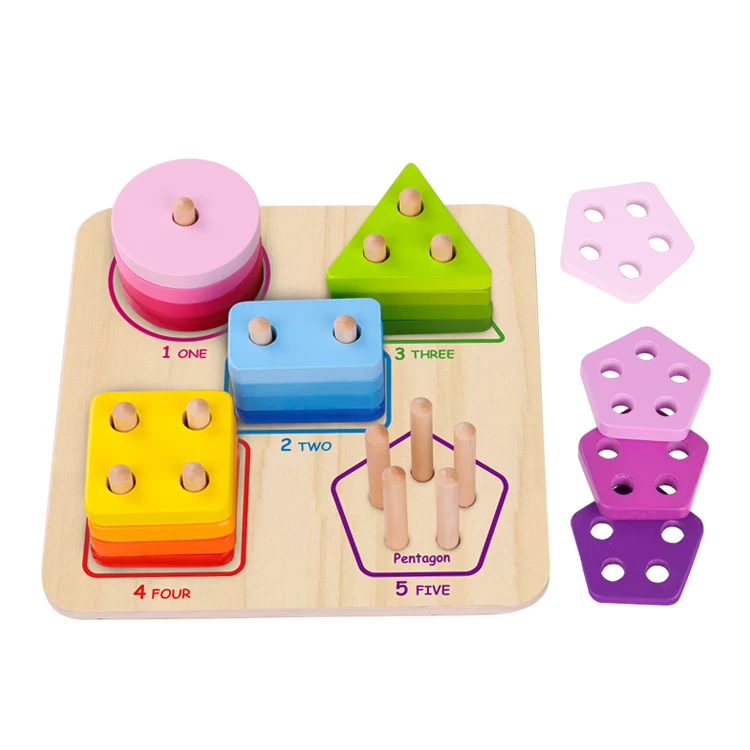 

2023 montesori toys Preschool Wooden Kids Educational Toy Geometric Block Sorter