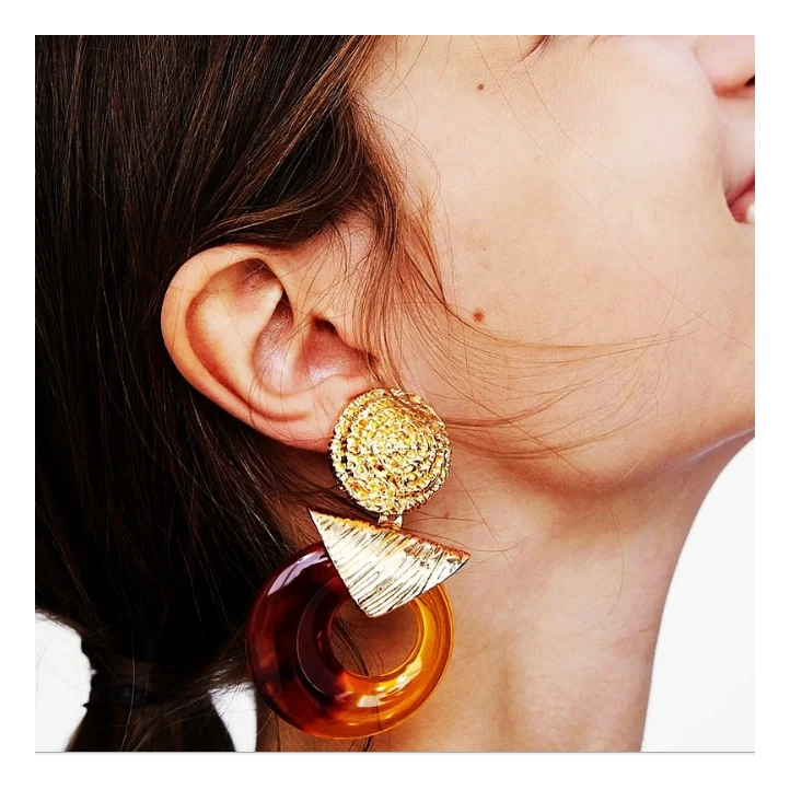 

Large alloy resin hoop fashion drop earrings statement geometric for women, As picture