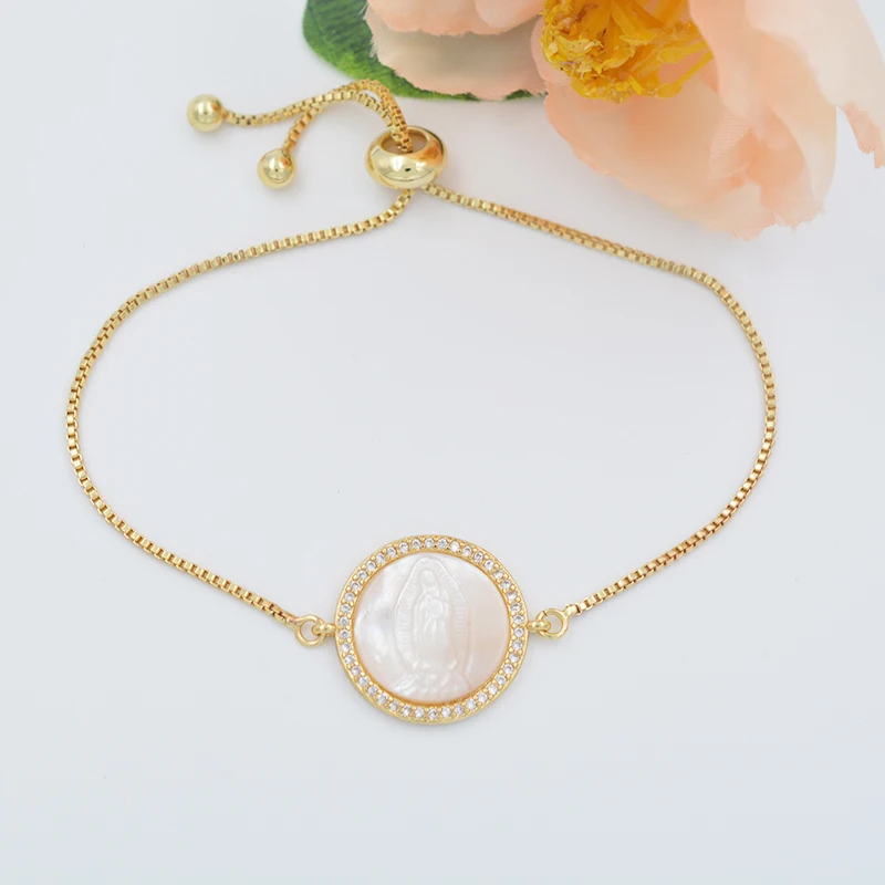 

Fashion Virgin Mary bracelet ladies DIY charm bracelet 18k gold plated
