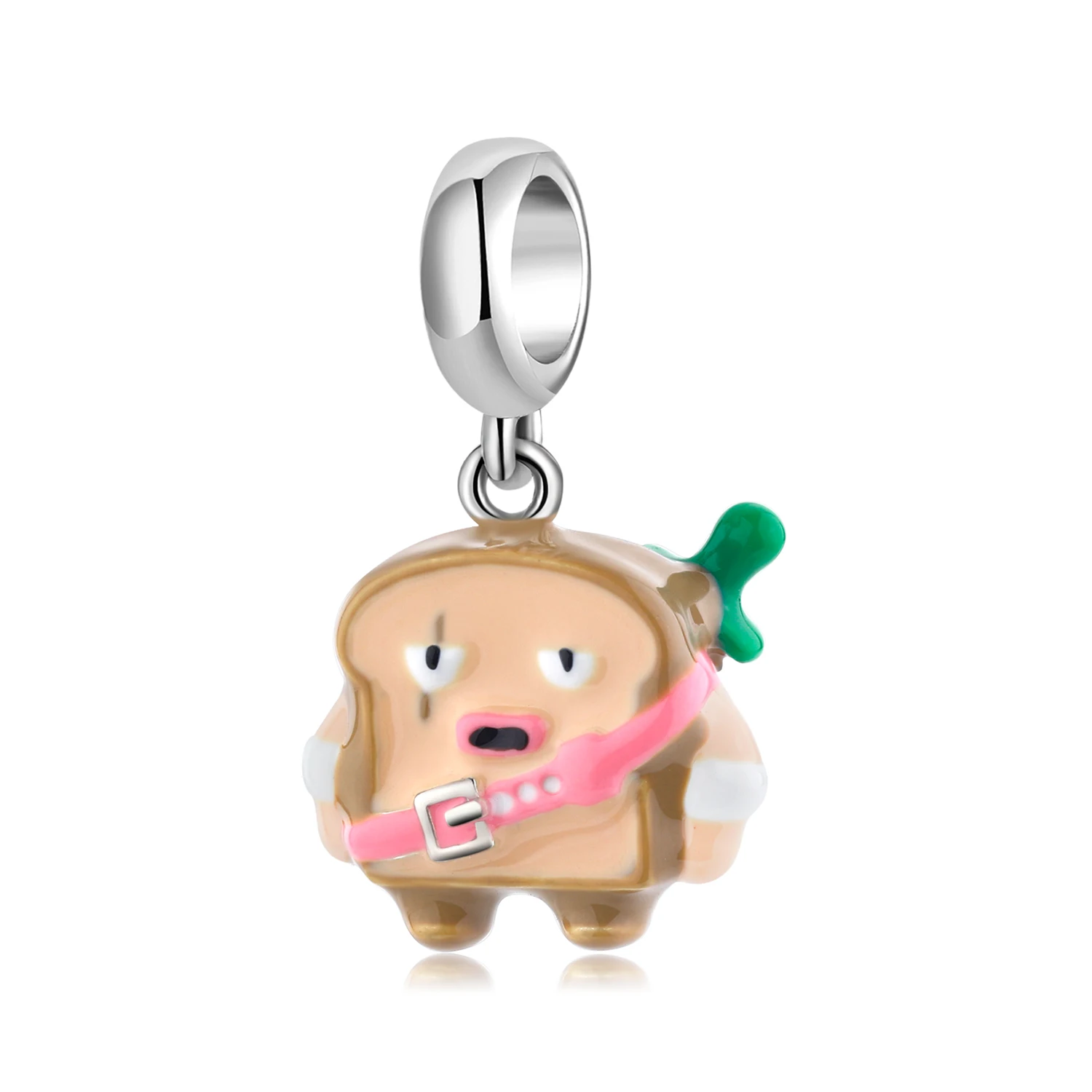 

Funny Cartoon Toast Robber Original Jewelry 925 Sterling Silver Charms Pendant Fine DIY Beads for Women Original DIY Bracelet