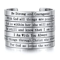 

316L Stainless Steel Engraved I Am With You Always Womens Cuff Bracelet Bible Custom Scripture Bangle