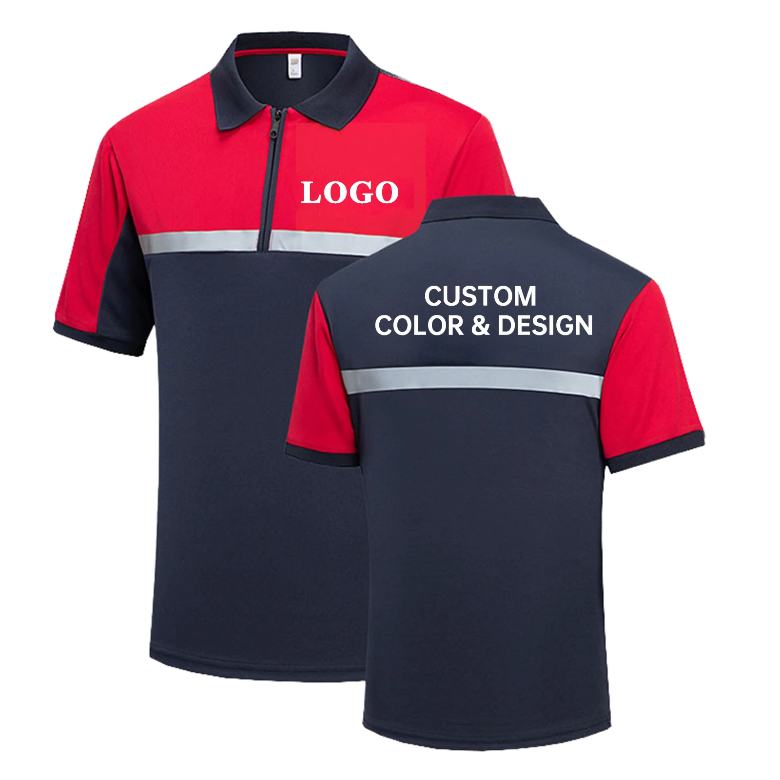 Hi Vis Safety Work Polo Shirt Reflective Strip