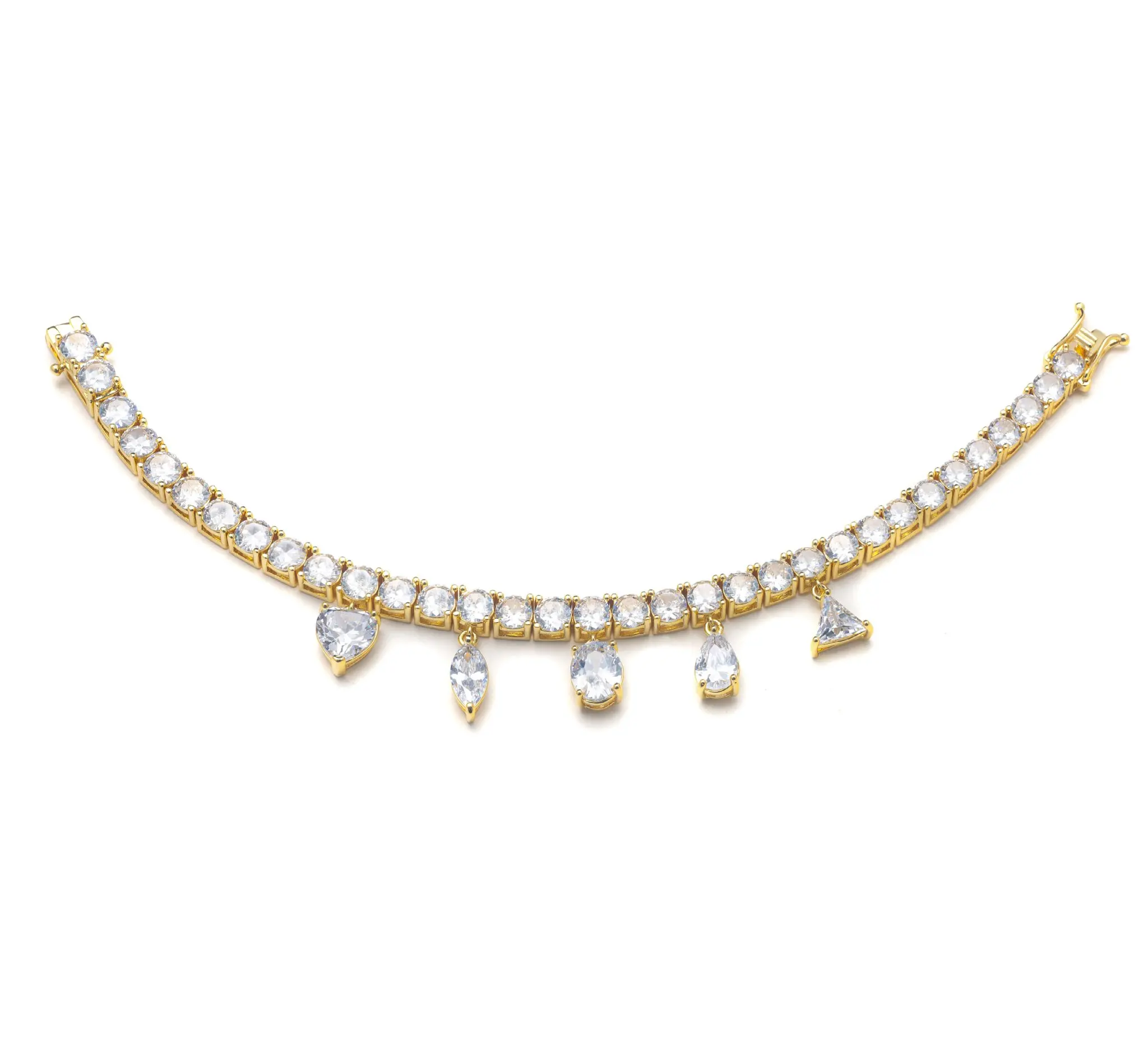 

18k gold plated variety shape pendant tennis chain anklet micro pave cz bling women jewelry