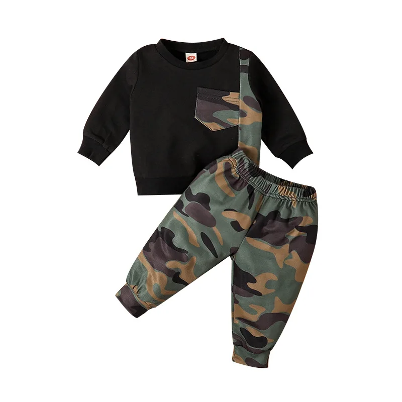 

2021 Autumn Causal Kids Baby Boys Clothes Sets Camouflage Print Long Sleeve Pullover Tops Pants 2pcs outfit, As pic shows, we can according to your request also