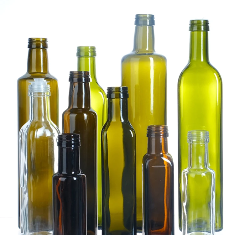 

Wholesale 500ml 750ml 1000ml Round Olive Oil Green Cooking Oil Glass Bottles With Cap