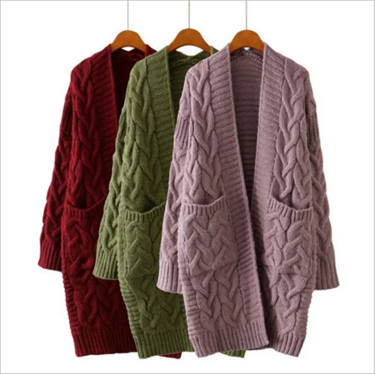 

Large size long knit sweater loose cardigan sweaters for women