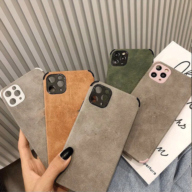 

Free Shipping Shockproof Lambskin Soft TPU Suede Phone Cases Back Cover For Iphone 13 Pro 12 11 Xsmax Ni Ke case, 5 colors