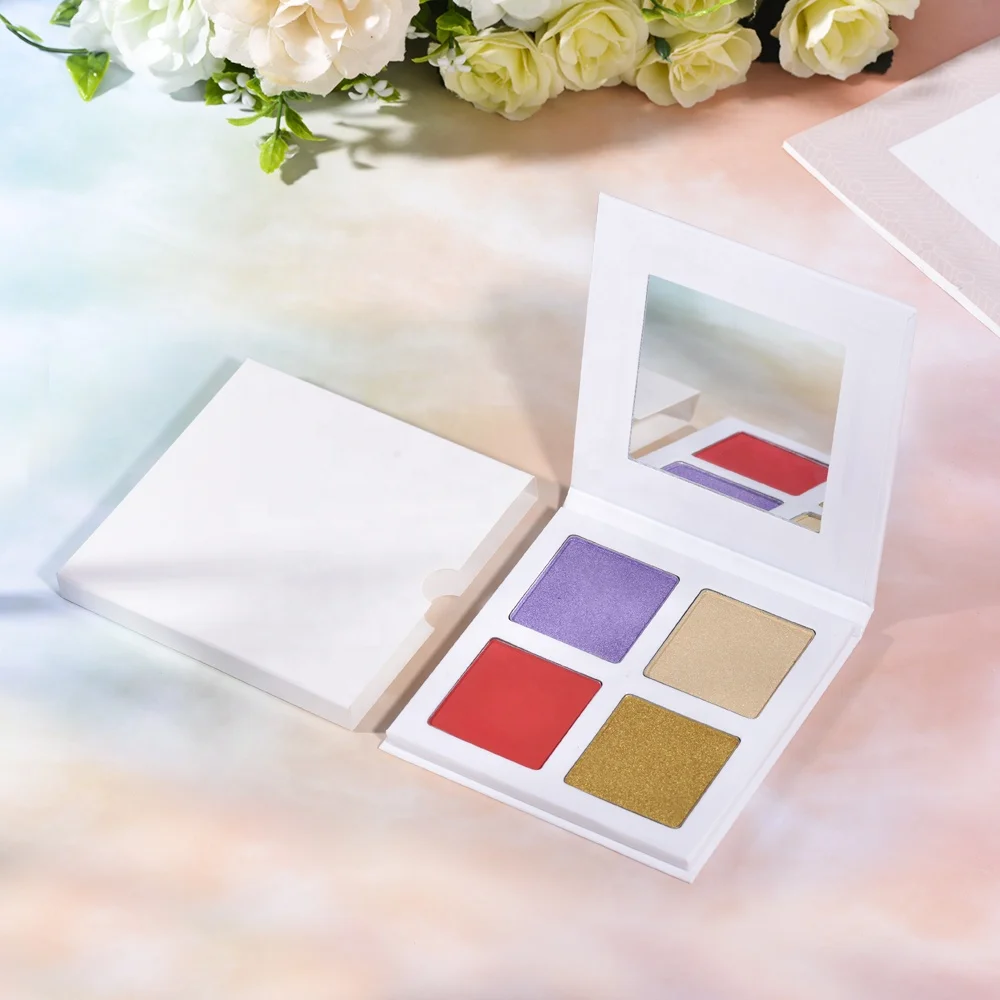 

Face makeup cosmetics customized 4 color mixing blush and highlighter makeup pallet