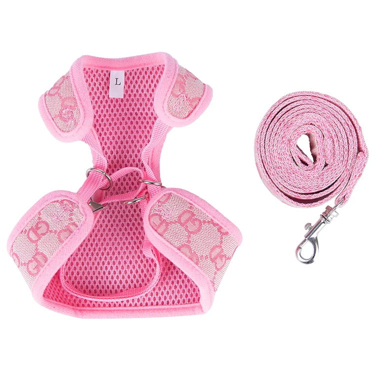 

2021 hot sale breathable mesh design pet supplies wholesale high quality convenient to go out dog braces, Pink