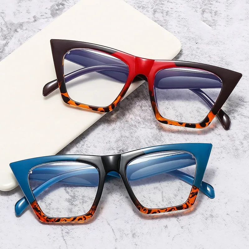 

2022 Wholesale Large Frame Cat Eye Glasses Eyeglass Frame optical Frames Anti Blue Light Blocking Retro Clear Lentes De Mujer