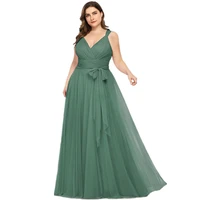 

Plus Size 7 Colors Waist Bowknot Summer Women Wedding Grenadine Bridesmaid Dress