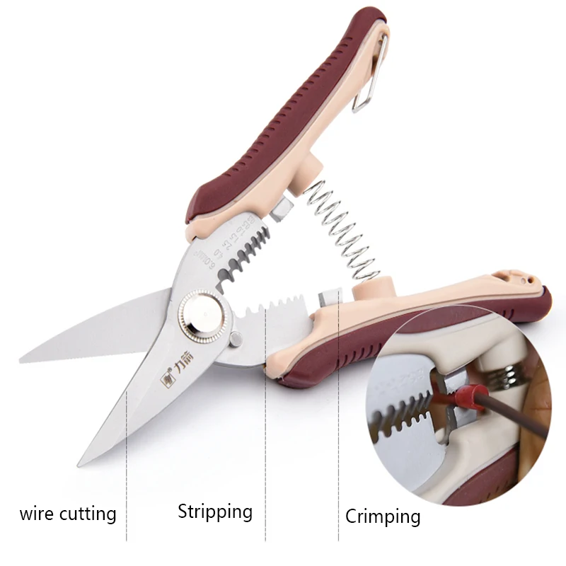 

AWG10-20 Wire Cutting Striping Crimping Tool Multifunctional Electrician Scissors for Cable LJK13006B Hot Selling 0.3-6mm2