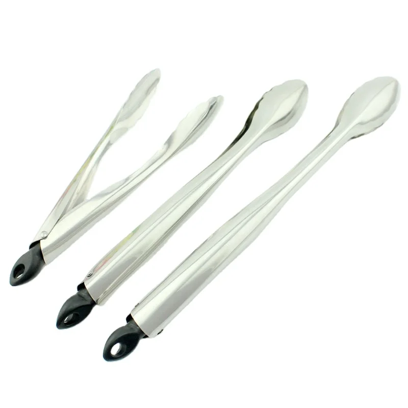 

Non-slip Stainless steel Food Tongs set of 3 pcs for Bread Baking BBQ