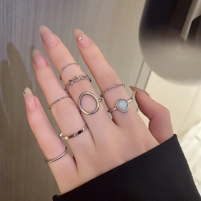 

8pcs/set fashion crystal rings sets for all fingers