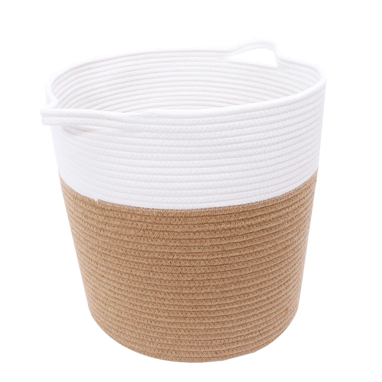

High Quality Brown Cream Stripe Storage Decorative Laundry Basket, Natural