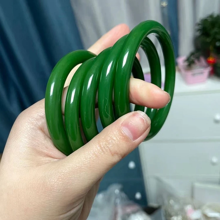 

jialin jewelry women natural stone jade green bracelet bangle, Picture shows