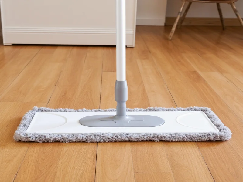Microfiber mop cleaning hardwood floor with natural solution