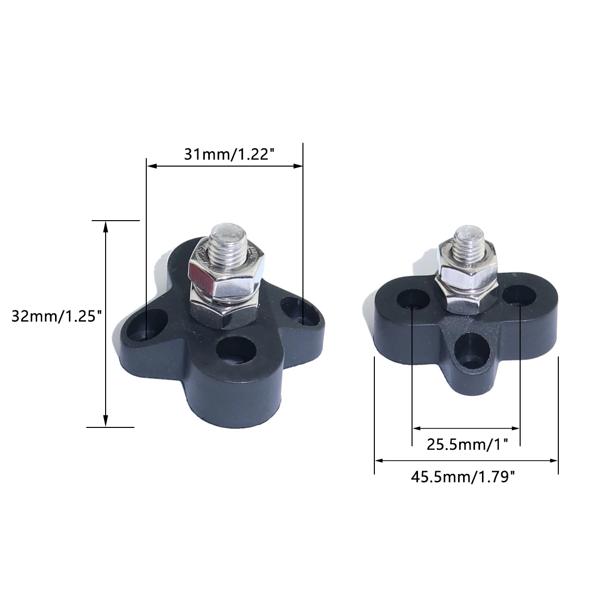 Rv Ship 48v Single M8,M10 Positive Negative Terminal Block Busbar Dc
