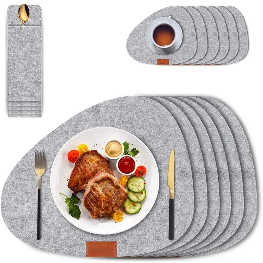 

Environmental Protection Customized Felt Mats Thermal Insulation Round Felt Placemats And Coasters Set Of 6, Customized color