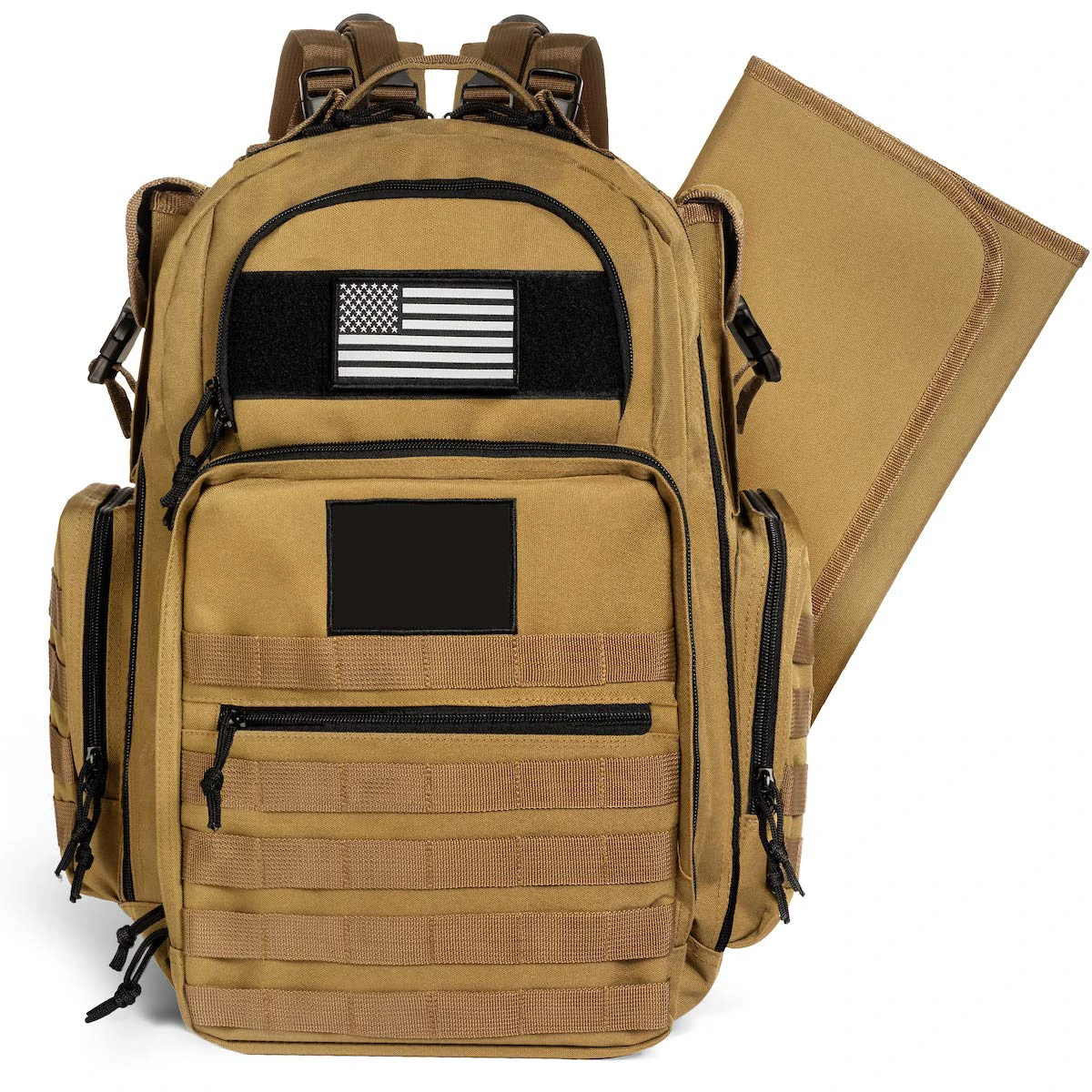 

40L Large Capacity Tan Daddy Baby Diaper Back pack Tactical Travel Backpack with Changing Pad for Dad