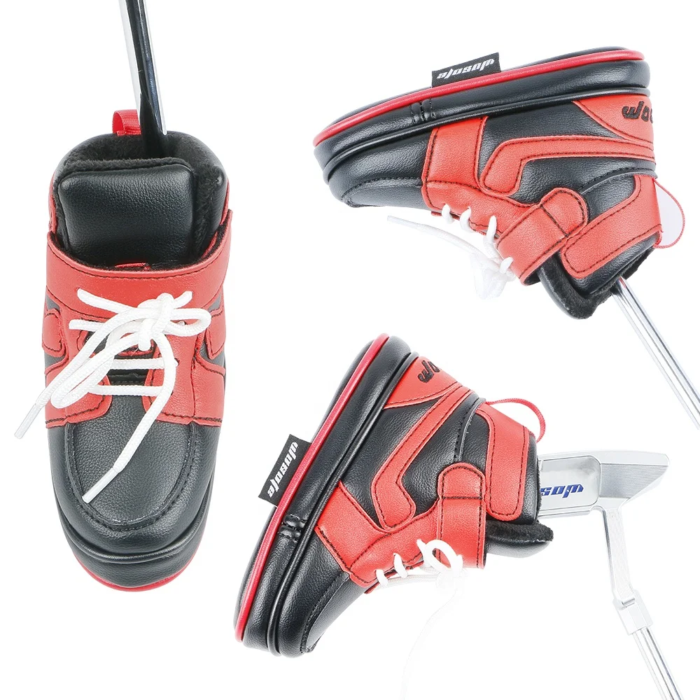 

wholesale Custom New design black red PU Leather Blade golf putter headcover