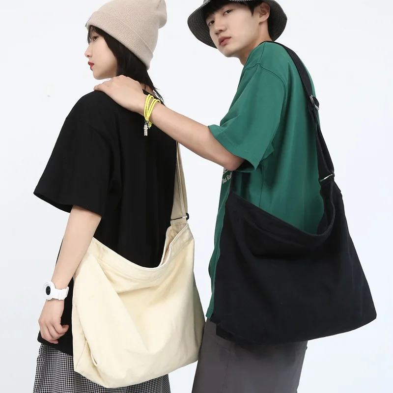 

Simple Washable Canvas Bag Large Capacity Messenger Bag Student Shoulder Leisure Shopping Bag