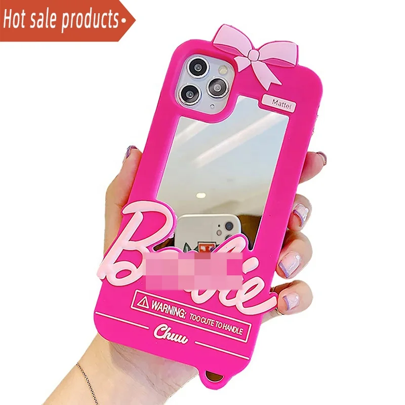 

New product Cute Pink Mirror For Iphone11 13 Phone Case Xsmax/7p Silicone Barbie Phone Case 12pro Max