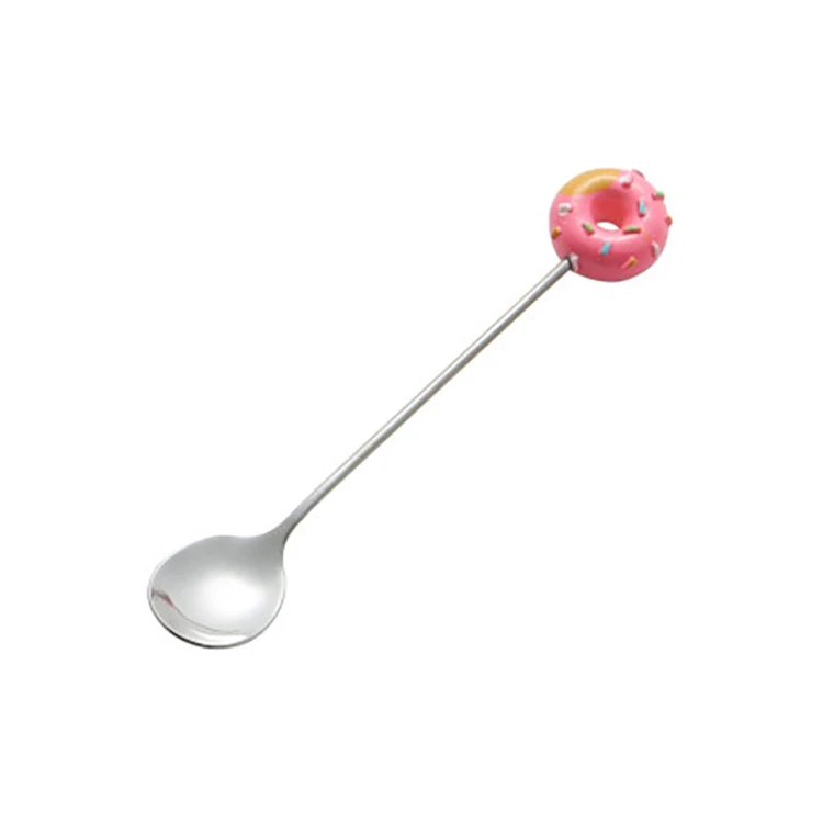 

Stainless Cute Donuts Cartoon Creative Desgin Dessert Spoon Fruit Fork Kids Cutlery, Silver/gold