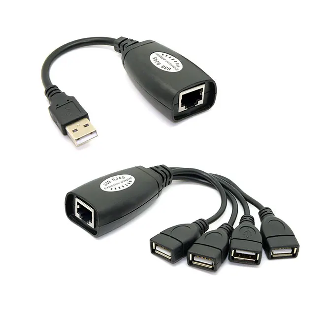 

4 Ports USB To RJ45 Hub Cable 150FT CAT5/5E/6 Network extender 50m USB Extender Adapter 2.0 usb hub