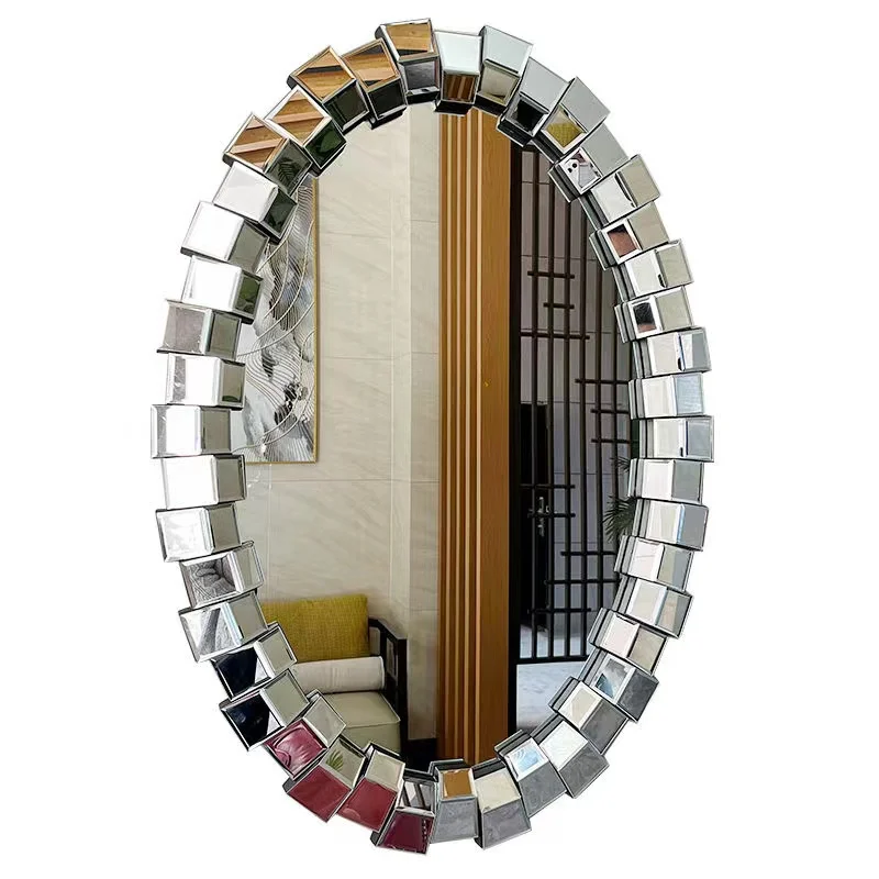 70*100cm Big European Bathroom Mirrors Home Wall Decor Wall Hanging Mirror Dining Edge Decoration Spelling Large Oval Mirror