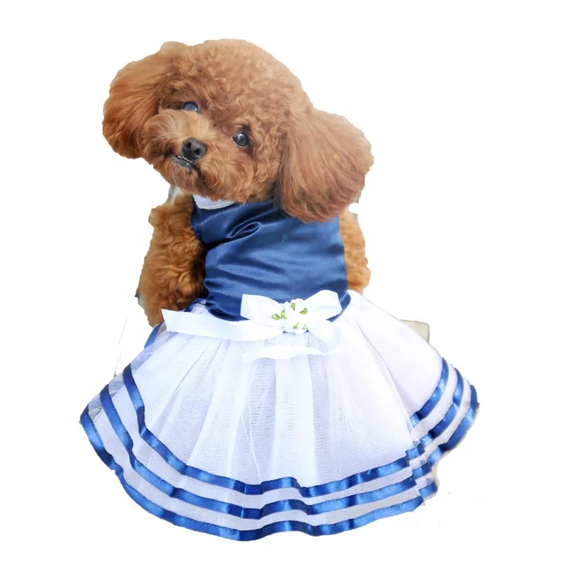 
Wholesale Cheap Navy Blue Dress for Pet Summer Tutu Dog Dress 
