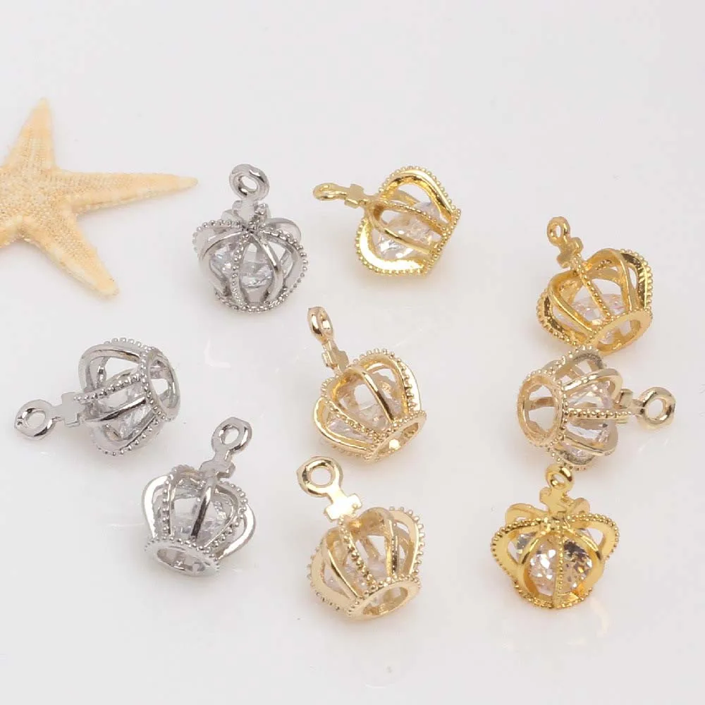 Gold and Copper Micro Inlaid Zircon Accessories Crown Bracelet Hanging Necklace Earrings Pendant Material