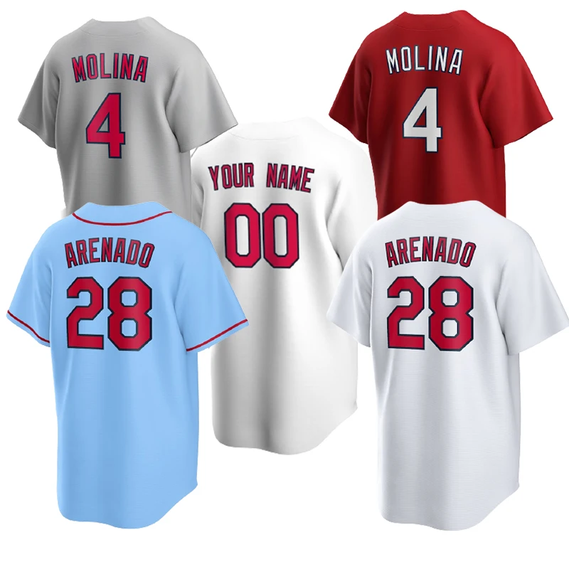 

Wholesale 28 Nolan Arenado Cardinal Shirts Baseball Jersey 4 Yadier Molina Customize Name and Number Embroidery
