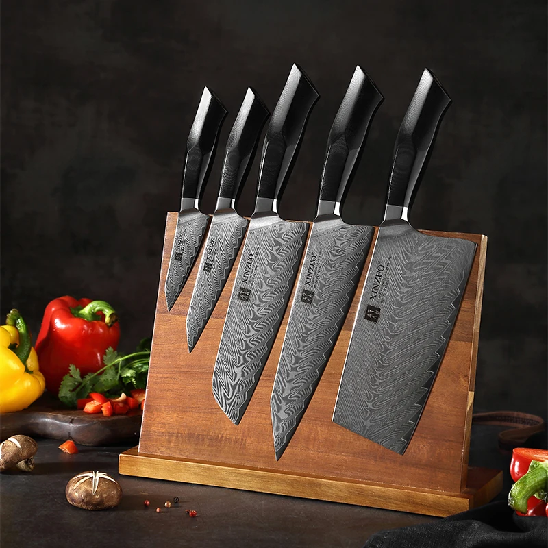 

High quality 67 layers damascus steel knife set with knife holder