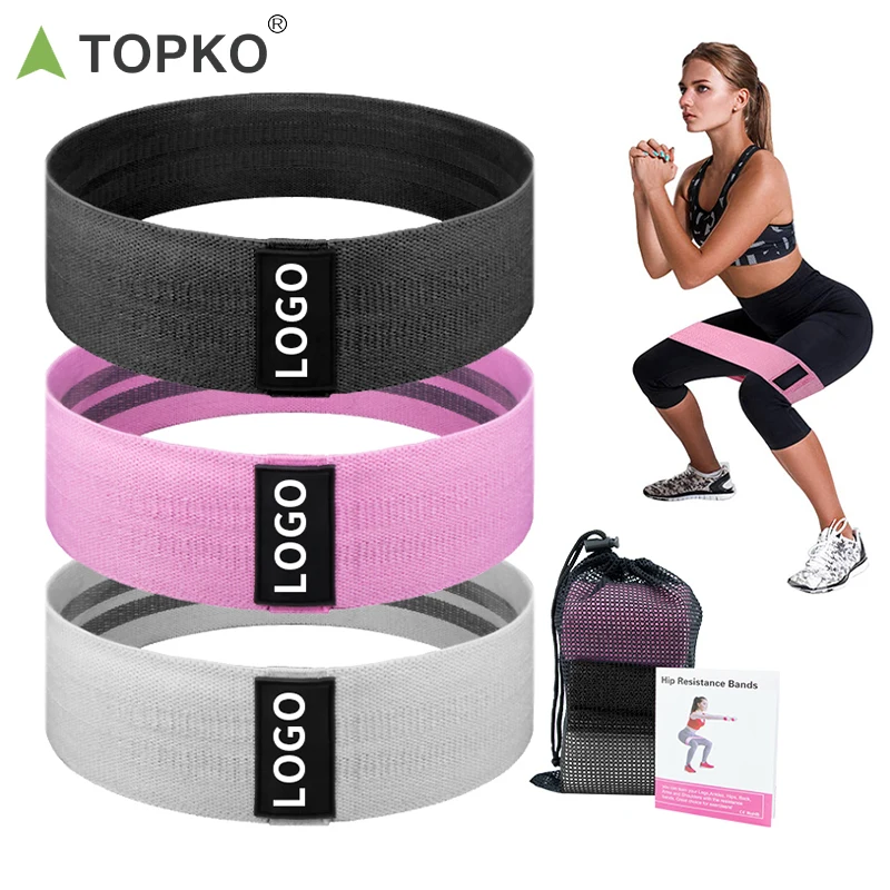 

TOPKO Non-Slip Beauty Fitness Exercise Elastic Fabric Hip Resistance Band Set