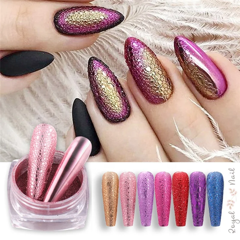 New Bubble Water Ripple Mirror Nail Powder 24 Colors Laser Titanium ...