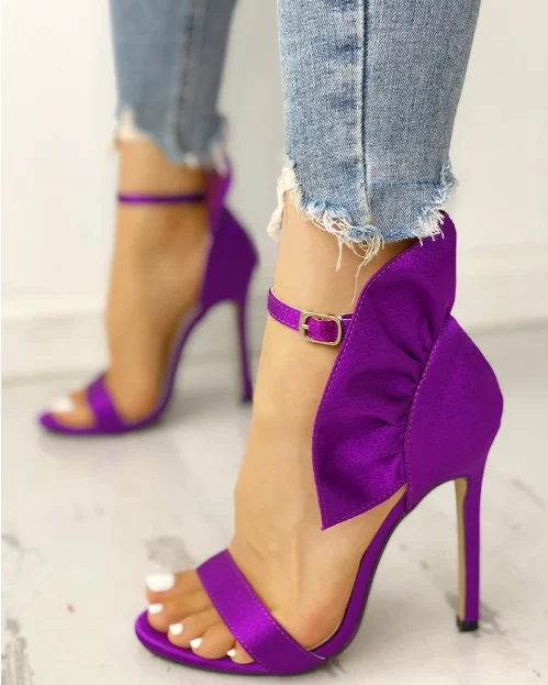 

Women's sandals new summer 2021 sexy stiletto super high heels women's open toe flounce sandals, Purple